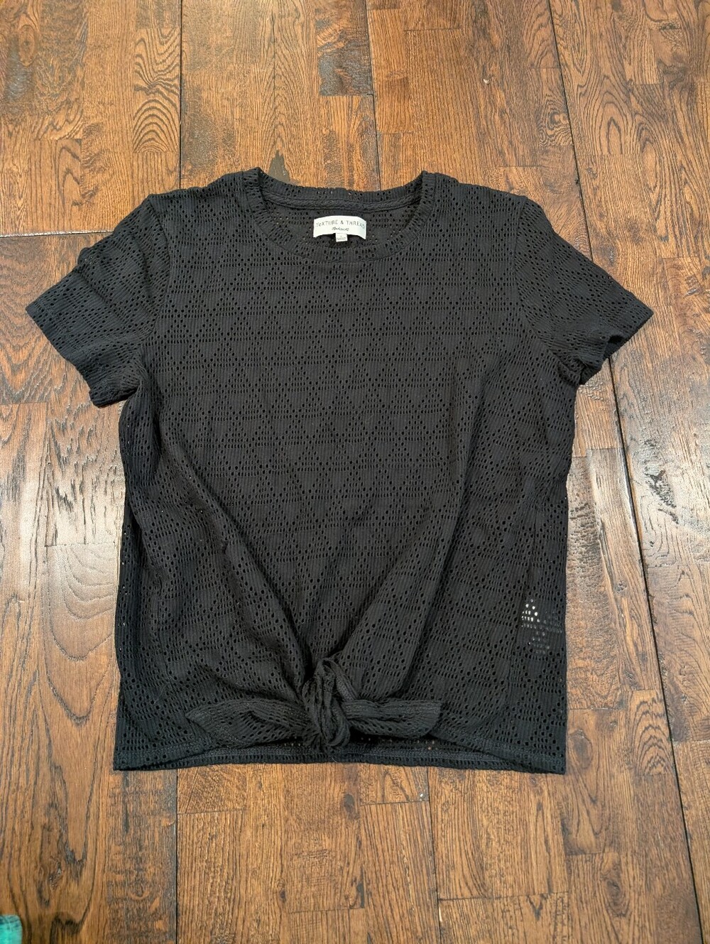 Madewell Texture & Thread Black Tie Front Tshirt (small)